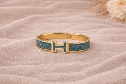 Inspirerad Hermès Armband – Blågrön & Guld